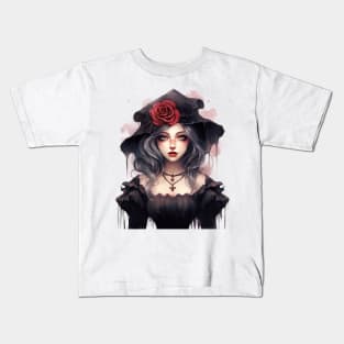 Gothic Roses Lady #2 Kids T-Shirt